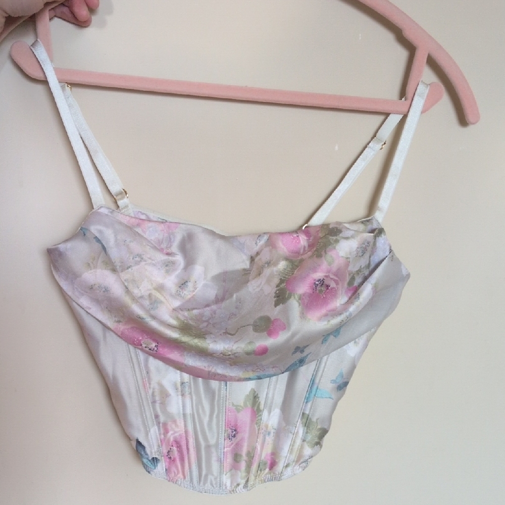 Satin Draped Corset Top (Delicate Garden)